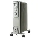 DAEWOO 2500W Oil Filled Radiator – Adjustable Thermostat, 3 Heat Settings, Portable Design – Light Grey image 0