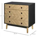 HOMCOM Drawer Chest Herringbone 5 Drawers Black/Oak Effect image 4