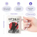 Alphynix 1pc 11oz White Mug with "CATZILLA" Monster Cat Design and Japanese Text, Unique Pop Culture Christmas or Thanksgiving Gift image 7