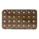 JORDAN&JUDY Portable Sealed Weekly Pill Organizer Large Capacity Pill Dispenser Pill Storage Box 28 Compartments-Brown image 0
