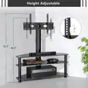 Corner TV Stand for 32-70 inch LED LCD OLED Plasma Flat Curved TVs, Height Adjustable TV Cabinet With Bracket up to 40kgs, Swivel TV Floor Stand with Tempered Glass Shelves Max VESA 600x400mm image 5