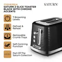 Tower T20083BLK Saturn 2-Slice Toaster with 7 Browning Levels, Defrost/Reheat/Cancel, Black image 1