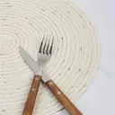 Daikin Lot de 6 sets de table ronds 38 cm en polyester, beige, tissés à la main en coton, nettoyables à l’essuyage, à paillettes, pour fêtes de fin d’année, mariage image 5