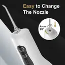 Sunluxy Portable Wireless Water Flosser – 140PSI High-pressure Pulsed Water Stream, 4 Modes, 260ml Detachable Tank, 50-Day Battery Life, Smart Memory Function, Equipped with 3 Types of Nozzles, Lightweight Design for Travel, L5 White image 6