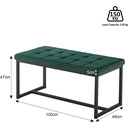 CLIPOP Dining Room Bench Seat Velvet Padded Cushioned Hallway Benches with Metal Frame Lounge Long Dinner Stool Green image 2