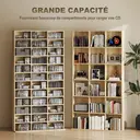 HOMCOM Rangements pour CD et DVD, étagère rangement, capacité max. 1116 CD/528 DVD, 36 compartiments et étagères réglables, pour bureau, salon, chambre, 102 x 23,5 x 195 cm, chêne image 7