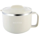 Maxcook 304 Stanless Steel Ramen Bowl - with lid & could hole mobile phones - 1.2 L - Grey image 1