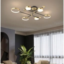 Homary Modern Gold Semi Flush Mount Light LED Ring Ceiling Light image 1