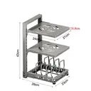 Maxcook Carbon Steel Pot Rack Organizer for Cabinet, 3-Tier Adjustable Pot Lid Holder & Pan Organizer Rack, Heavy-Duty Steel Cookware Storage for Kitchen Cabinet & Drawer Organization, Fits Pots, Pans, Lids 23*28*43cm MCZW9187 image 3