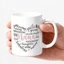 Alphynix 1 Nana-Tribut-Tasse, 33cl Keramik-Kaffeetasse avec Herz aus liebevollen Worten, bestes Geschenk für Oma Nana, Großmuttergeschenk für Geburtstag Weihnachten,Le cadeau de la saint-valentin, cadeau d’anniversaire image 2