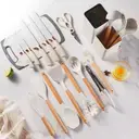 19-Piece Premium Knife Block Set With Silicone Utensils Kitchen Tool Set White image 8