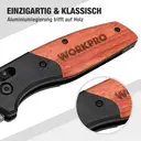 WORKPRO Folding Knife with Wooden Handle & Sliding Lock, Foldable Utility Knife Carpet Knife Quick Change Cutter Knife with Belt Clip, Includes 10 SK5 Replacement Blades image 6