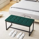 CLIPOP Dining Room Bench Seat Velvet Padded Cushioned Hallway Benches with Metal Frame Lounge Long Dinner Stool Green image 1