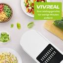Vivreal 10-in-1 Gemüseschneider & Mandoline – Manueller Edelstahl-Lebensmittelzerkleinerer, Zwiebelschneider, Kartoffelschneider mit 10 Klingen, Fingerschutz & Reinigungswerkzeugen – BPA-frei, spülmaschinenfest, kompakte Küchengeräte image 7