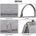 Miss Lulu Suede PU Leather Shoulder Bag, Top Handle Crossbody Purse, Elegant Saddle Handbag for Work Wedding Evening Daily grey image 3