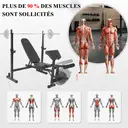 ISE Banc de Musculation Complet, Pliable Complet avec Support d'Haltères, Homme Coussin&Dossier Inclinable/Hauteur Réglable, Curl Leg Extension, SY-5024 image 7