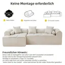 Canapé d'angle en L modulaire en chenille, 263 cm, 2 pièces, assise de 72 cm de profondeur, chaise longue, sans montage, avec coussins image 9
