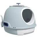 PawHut Cat Litter Box Toilet with Litter Scoop Enclosed Drawer, Front Entry Top Exit, Easy To Clean Blue image 0