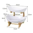 Double-layer snack tray, Material: PP plate + bamboo frame;.1 frame (15*22cm) + 1 plate (17*25*5.5cm) + 1 plate (18*26.5*6cm); Colors: White image 1