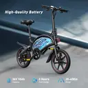 DYU D3F Adult Electric Bike 250W Motor City Ebike 36V10AH Battery Electric Bicycle 14 Inch Tire Folding Electric Bike - Black image 5