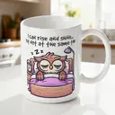 Alphynix 1 Mug blanc 33cl avec citation "Je peux me lever et briller... Mais pas en même temps" & Hibou endormi, cadeau de Noël ou Thanksgiving relatable,Le cadeau de la saint-valentin, cadeau d’anniversaire image 1