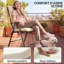 Outsunny Lot de 2 coussins de chaise d'extérieur, coussins de jardin avec attaches, usage intérieur et extérieur, 120 x 50 x 8 cm, beige image 5