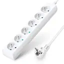 Aigostar Multiprise française 6 prises sans interrupteur, 3 m, 3G1,0 mm², blanche image 0