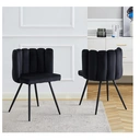 CLIPOP Velvet Dining Chairs Set of 2 Vanity Chair with Petal Back and Metal Legs, Modern Makeup Chair for Bedroom Dressing Table Kitchen Living Room black 45*47*82cm image 6