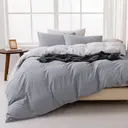 Housse de couette MENDALE - Ensemble de literie de qualité supérieure - Housse de couette 240*220 cm avec taie d'oreiller 75*50 cm - Microfibre douce brossée - Gris foncé et gris clair image 4