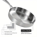 PURECOOK 304 Triple-Ply Stainless Steel Trimmed White-Gold Frying Pan Series | 1-Piece 20cm 304 Triple-Ply Stainless Steel White-Gold Frying Pan (Lid-Free, Trimmed Edges) image 3