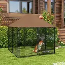 PawHut Chenil extérieur pour Chiens en métal et Tissu Oxford avec Support gamelle et Toit résistant aux intempéries Espace spacieux 141 x 141 x 151 cm Noir image 1
