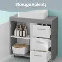 Ochama x SONGMICS Bathroom Storage Unit with Drawers, Under Sink Cabinet with Compartments and Feet, for Pedestal Basins, White and Grey image 5