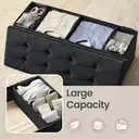 Ochama x SONGMICS Storage Ottoman, Foldable Velvet Storage Bench, 2 Extra Storage Boxes, 38 x 110 x 38 cm, for Hallway, Living Room, Bedroom, Black image 6