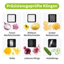Vivreal 10-in-1 Gemüseschneider & Mandoline – Manueller Edelstahl-Lebensmittelzerkleinerer, Zwiebelschneider, Kartoffelschneider mit 10 Klingen, Fingerschutz & Reinigungswerkzeugen – BPA-frei, spülmaschinenfest, kompakte Küchengeräte image 4
