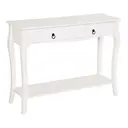 HOMCOM Console Table Modern Sofa Side Desk with Storage Shelves Drawers for Living Room Entryway Bedroom Ivory White image 0