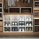 Plastic Shoe Box, Pack of 12, 35x25x18.5cm, Transparent and White image 2