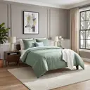 Parure de lit 135 x 200 cm 4 pièces Vert clair - Ensemble de 2 housses de couette avec 2 taies d'oreiller 80 x 80 cm, ensemble de parure de lit en microfibre vert clair avec fermeture éclair, 90% Polyester image 3