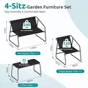 Ensemble de mobilier de jardin 4 pièces, groupe de sièges d'extérieur en Textilène avec banc 2 places, 2 chaises et table à p image 2