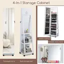 Costway Lockable Jewelry Cabinet Armoire with Built-in Makeup Mirror and 3-Color LED Lights-White image 5