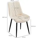CLIPOP Dining Chairs Set of 2 Velvet Kitchen Chairs with Metal Legs Padded Counter Leisure Reception Chair for Dining Room Living Room Bedroom 0398 cream 47*45*88.5cm image 2