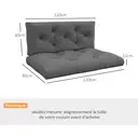 Outsunny Ensemble de 2 coussins pour canapé grand confort dim. 120L x 80l x 12H cm polyester gris image 5