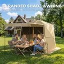 Outsunny 2 x 2 m Pop Up Gazebo with Awning, Waterproof Instant Shelter for Garden BBQ, Fishing, Camping, Easy Setup Garden Gazebo with Sides, Mesh Windows & Carry Bag, Khaki image 4