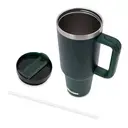 Milestone Travel Mug & Straw with Handle Stainless Steel Double Walled Evergreen 1200ml image 3