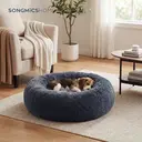 SONGMICS Lit en donut pour chien, moelleux et apaisant, avec housse amovible et lavable, gris foncé, 70 x 20 cm image 2