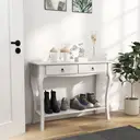 HOMCOM Console Table Modern Sofa Side Desk with Storage Shelves Drawers for Living Room Entryway Bedroom Ivory White image 1