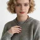VoxorAI XL25 Grey Bubble Sugar Cube Necklace Pearl Necklace Sweater Chain Pendant Detachable All Seasons image 5