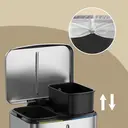 SONGMICSHOME 40L Double Kitchen Bin with Lids, Rubbish Bin, Soft Close with Plastic Inner Buckets, Silver image 6