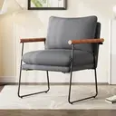 Ckaff Fauteuil à Oreilles XL pour Salon 65 x 62 x 83 cm, Fauteuil Lounge/Relax avec Cadre Métallique, Revêtement en Tissu Bouclé (Velours Côtelé), Gris, 1 Pièce image 8