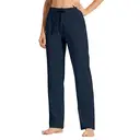 Willit Women's Cotton Sweatpants Open Bottom Yoga Sports Straight Leg Pants with Pockets Navy Blue L image 1