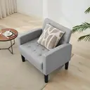 Fauteuil GRAVFORCE à Ailes pour Salon ou Chambre – Fauteuil Rembourré Confortable et Moderne pour Bureau, Salon ou Club – Charge Maximale 136 kg – Tissu Gris Clair image 1